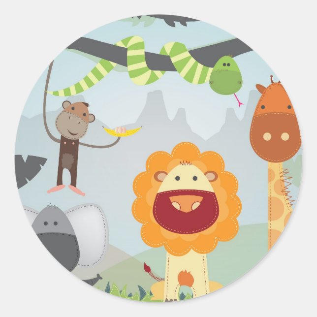 Jungle Fun Classic Round Sticker (Front)