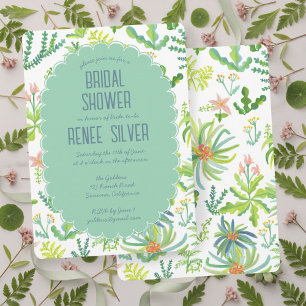 Jungle Garden Watercolor Custom BRIDAL SHOWER Invitation