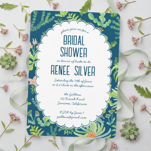 Jungle Garden Watercolor Custom BRIDAL SHOWER Invitation