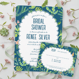 Jungle Garden Watercolor Custom BRIDAL SHOWER RSVP Card