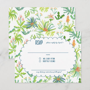 Jungle Garden Watercolor Custom BRIDAL SHOWER RSVP Card