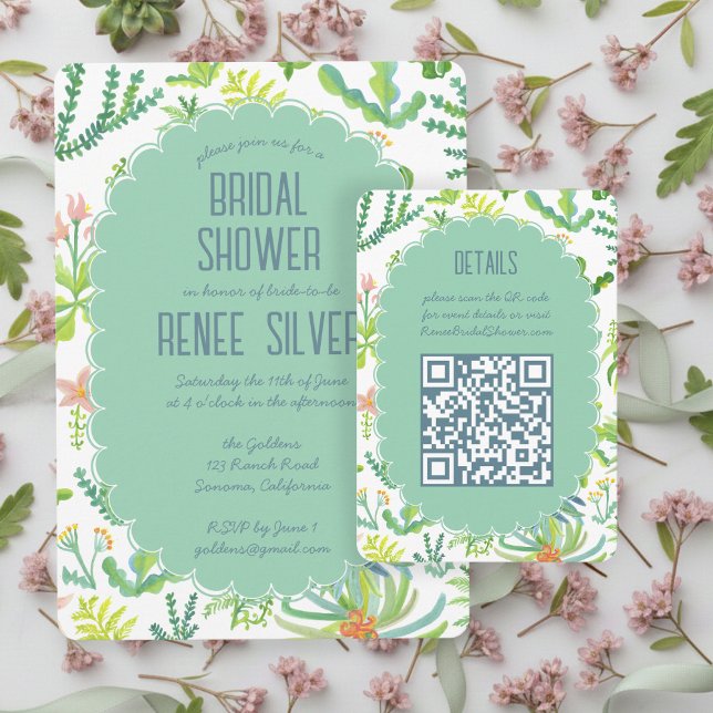 Jungle Garden Watercolor Custom QR BRIDAL SHOWER Enclosure Card (Jungle Garden Watercolor Custom QR BRIDAL SHOWER Enclosure Card
)