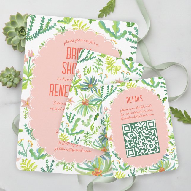 Jungle Garden Watercolor Custom QR BRIDAL SHOWER Enclosure Card (Jungle Garden Watercolor Hand-painted Custom QR BRIDAL SHOWER Enclosure Card
)