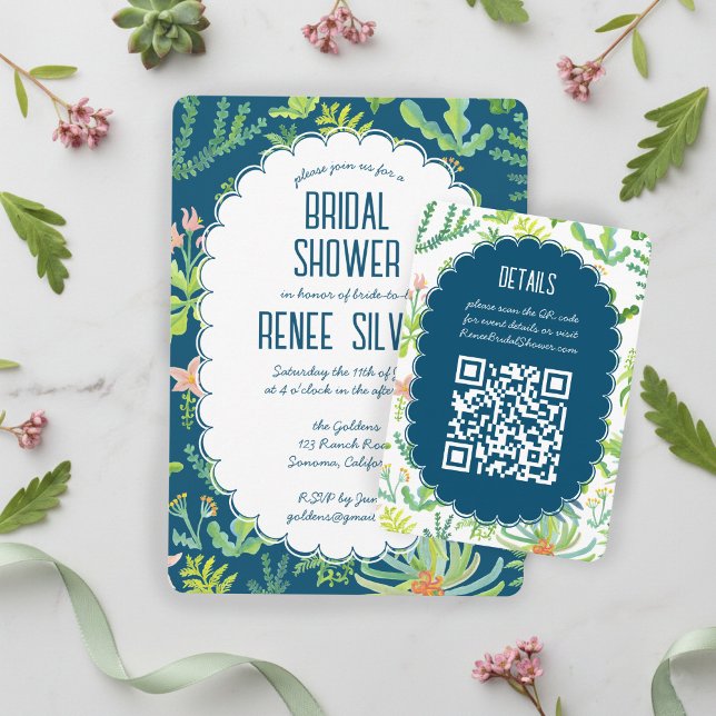Jungle Garden Watercolor Custom QR BRIDAL SHOWER Enclosure Card (Jungle Garden Watercolor Hand-painted Custom QR BRIDAL SHOWER Enclosure Card
)