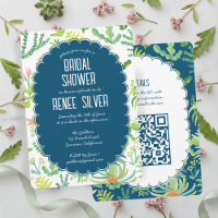 Jungle Garden Watercolor Custom QR  BRIDAL SHOWER