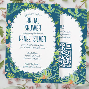 Jungle Garden Watercolor Custom QR BRIDAL SHOWER Invitation