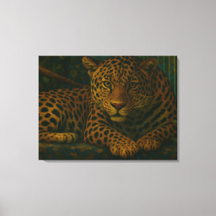 Jungle Gaze – Resting Leopard in the Wild Canvas Print