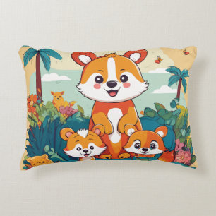 Jungle Giggles – Playful Animal Pals T-Shirt Decorative Cushion