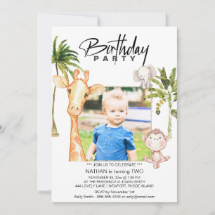 *~* Jungle Giraffe 2 TWO AR21  Photo  Birthday  Invitation