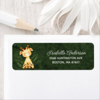 Jungle Giraffe Baby Shower Address Label