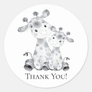 Jungle Giraffe Shower Thank You Favour Sticker
