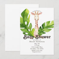 Jungle Giraffe Watercolor Baby Shower Party