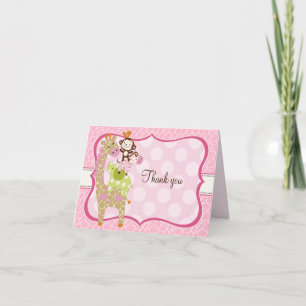 Jungle Girl Animals Thank You Note Cards