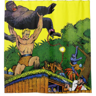 Jungle Gorilla's Lair Vintage Comics Shower Curt Shower Curtain