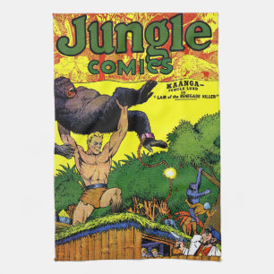 Jungle Gorilla's Lair Vintage Comics Tea Towel