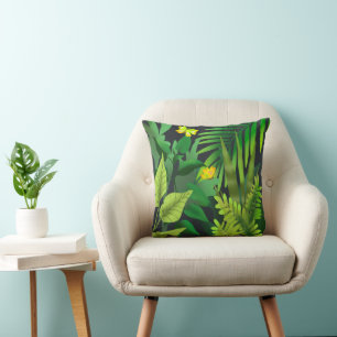 Jungle green and yellow butterflies cushion
