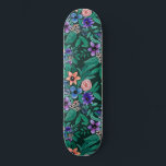 Jungle Green Coral Watercolor Greenery Pattern Skateboard<br><div class="desc">This modern and artsy pattern is perfect for the summer months. It features hand-painted forest green, coral pink, violet purple, classic blue, black, and white watercolor flowers and leaves pattern on top of a jungle green background. It's artistic, cool, unique, and trendy. Stylize with this hand-painted piece done by the...</div>
