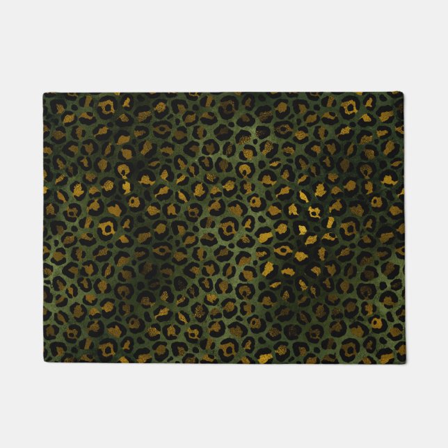 Jungle Green Yellow Cheetah Leopard Pattern Doormat (Front)