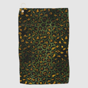 Jungle Green Yellow Cheetah Leopard Pattern Golf Towel