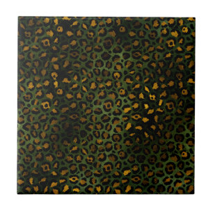 Jungle Green Yellow Cheetah Leopard Pattern Tile