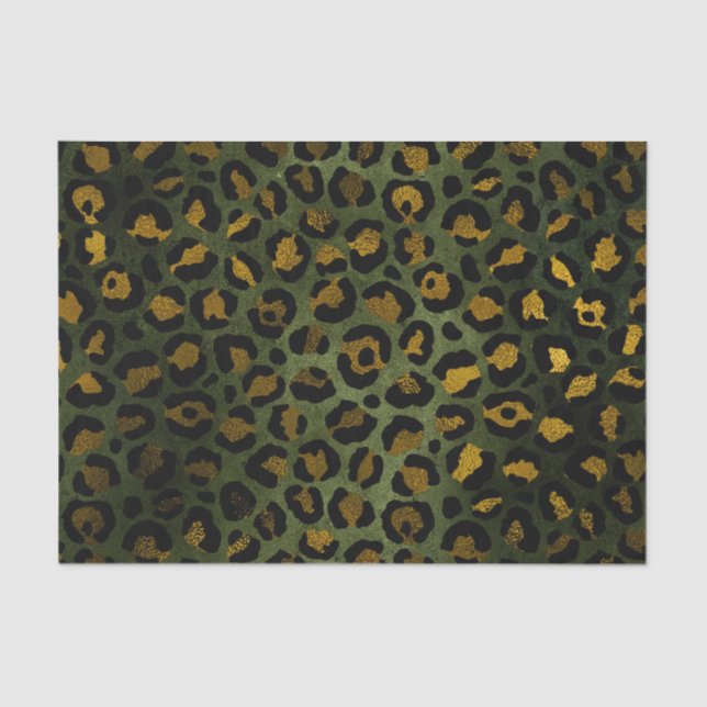 Jungle Green Yellow Cheetah Leopard Pattern Tissue Paper (Front)
