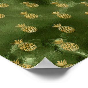 Jungle Green Yellow Pineapple Tropical Fruit Poster