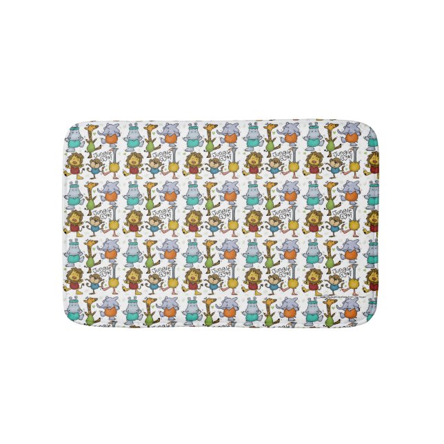 Jungle Gym Exercising Animals Bath Mat (Front)