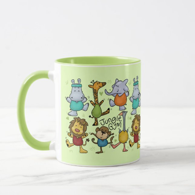 Jungle Gym Exercising Animals Mug (Left)