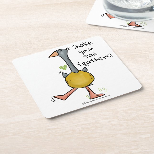 Jungle Gym Exercising Ostrich Square Paper Coaster (Angled)