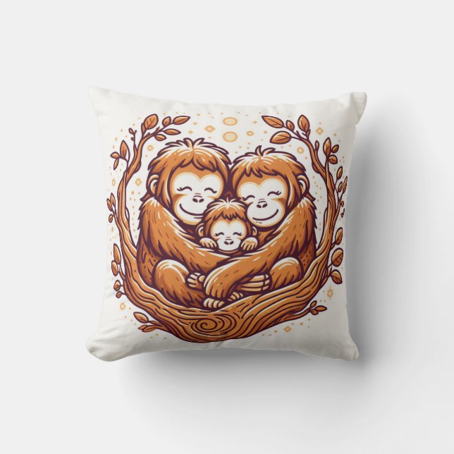 Jungle Harmony: Orangutan-Inspired  Cushion (Front)