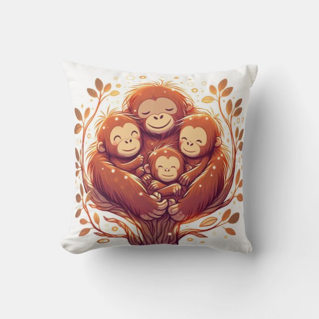 Jungle Harmony: Orangutan-Inspired  Cushion (Front)