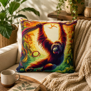 Jungle Harmony: Orangutan-Inspired Cushion