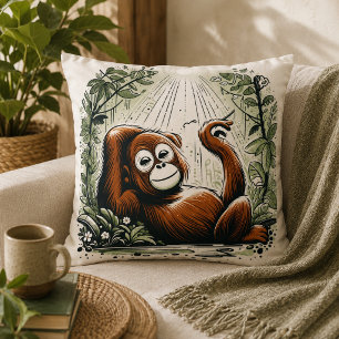 Jungle Harmony: Orangutan-Inspired Cushion