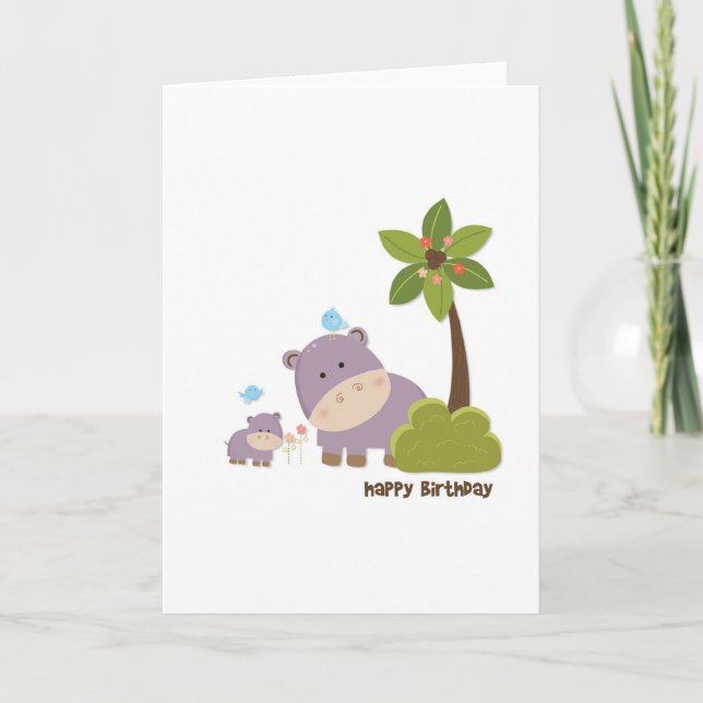 Jungle Hippos Birthday Card (Front)