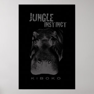 Jungle Instinct™_Kiboko_hippo on black Poster