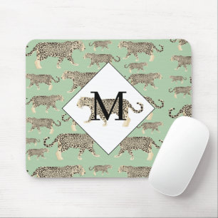 Jungle Jaguar Animal Pattern Initial Monogram   Mouse Pad