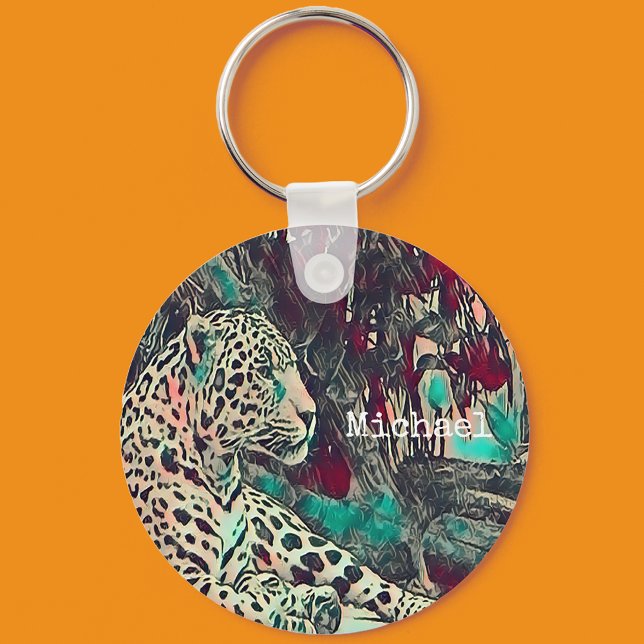 Jungle Jaguar Personalised  Key Ring (Creator Uploaded)