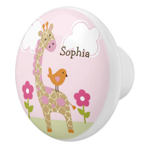 Jungle Jill Giraffe Drawer Pull Ceramic Knob