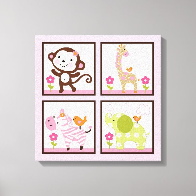 Jungle Jill Girl Animals 16x16 inch Canvas Print (Front)