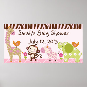 Jungle Jill/Girl Animals Baby Shower Poster/Banner Poster