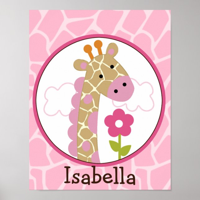Jungle Jill /Girl Giraffe Personalised Art Poster (Front)