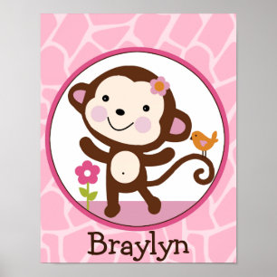 Jungle Jill /Girl Monkey Personalized Art Poster