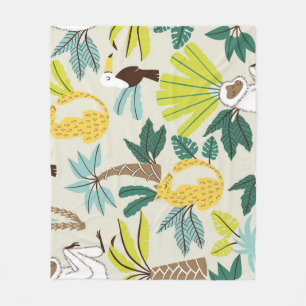 Jungle Joy: Cartoon Animal Fun Fleece Blanket