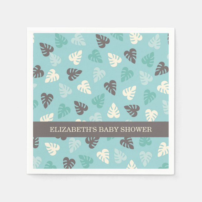 Jungle Leaf Pattern Safari Baby Shower Napkin (Front)
