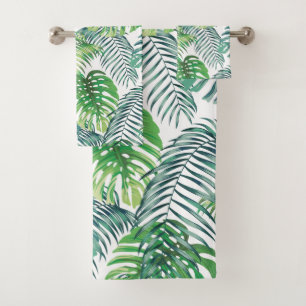 Jungle Leaves Botanical Design Bath Towel Set