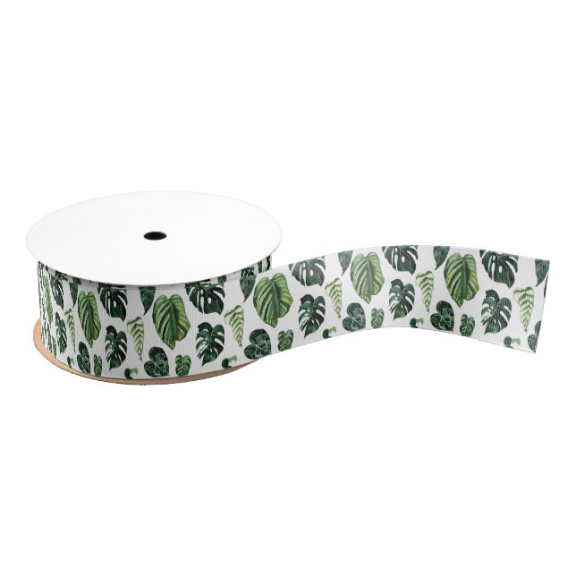 Jungle Leaves Clear Image Grosgrain Ribbon (Spool)