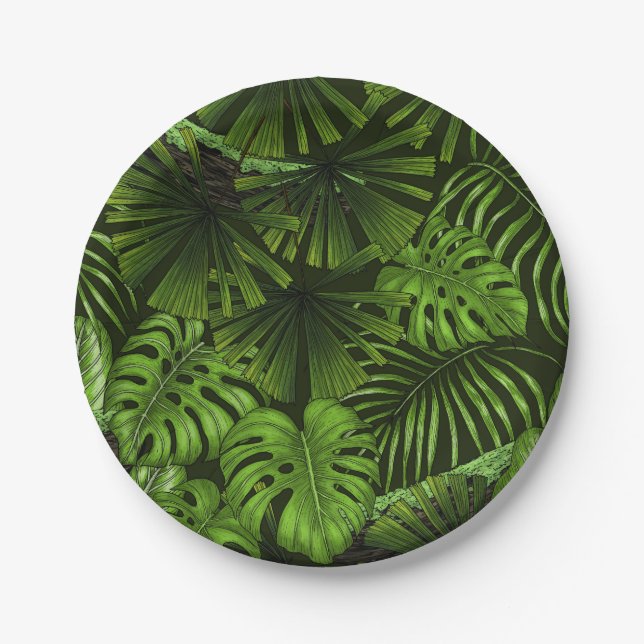Jungle leaves paper plate (Front)