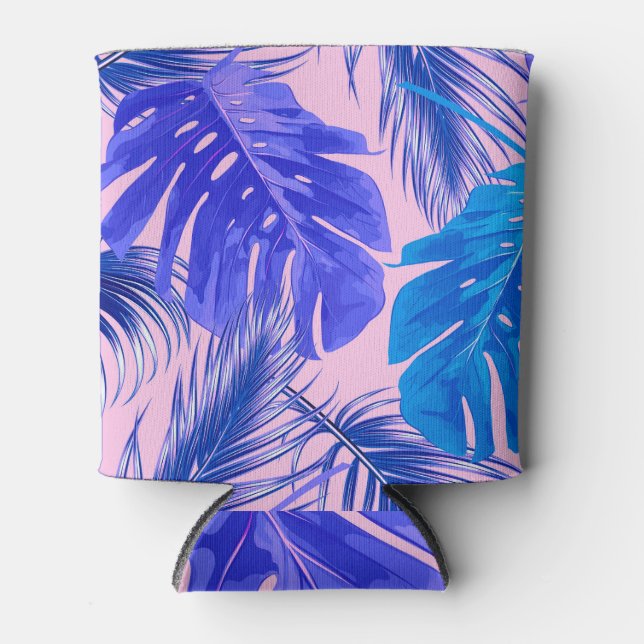Jungle Leaves Seamless Tropical Pattern Can Cooler (Front)