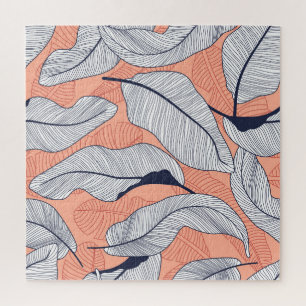 Jungle Leaves Seamless Tropical Pattern Jigsaw Puzzle