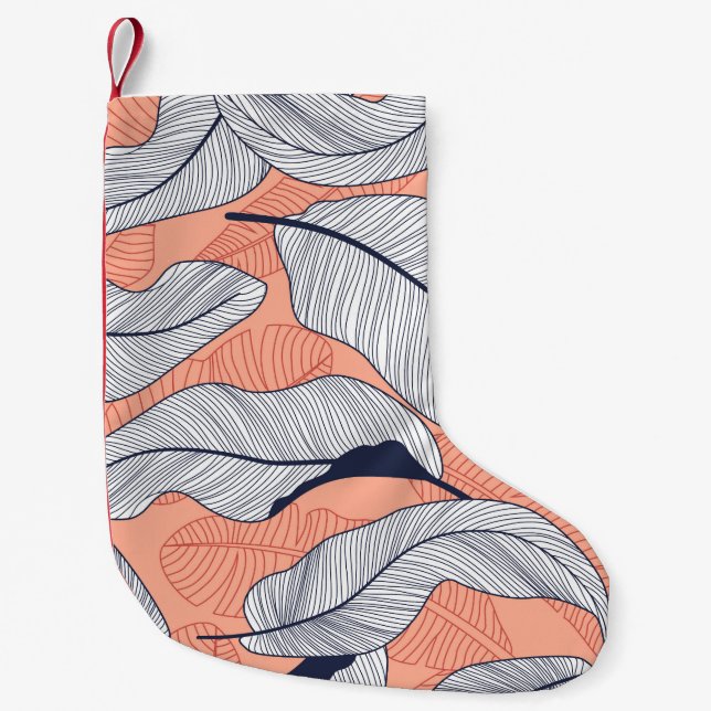 Jungle Leaves Seamless Tropical Pattern Small Christmas Stocking (Front)